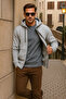 Men's Winter Hooded A.Grey Zippered Oversized Sweat - 4