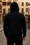 Men's Winter Hooded Black Zippered Oversized Sweat - 5