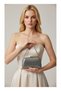 Platinum Color Stone Chain Detailed Chain Handle Women's Evening Dress Bag Wedding Engagement Graduation