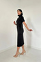 فستان أسود الياقة المدورة - 2