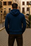 Men's Winter Hooded Blue Zippered Oversized Sweat - 5