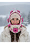 Lily Knitting Rose Motif Crochet Balaclava Hand-Knitted Neck Warmer Beanie