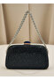 Black Color Stone Chain Detailed Chain Handle Women's Evening Dress Bag Wedding Engagement Graduation - 3