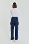 Knitted Elastic Waist Wide Leg Trousers Navy Blue - 4