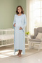 Women's Blue Double-Breasted Collar Winter Design Full Length 100% Cotton Maternity Pajamas Nightgown Set - 3