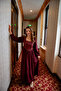 Ethnic Pattern Detailed Soft Textured Corded Velvet Burgundy Dress - 3