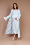 Women's Blue Double-Breasted Collar Winter Design Full Length 100% Cotton Maternity Pajamas Nightgown Set - 4