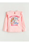 Pink Crew Neck Printed Girl's T-Shirt - 4