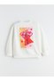 Alita City Lcw Kids White Oval Collar Supergirl Printed Girls' Sweatshirt with a Difference - 3