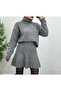 Women's Stylish High-Neck Sweater-Skirt Basic Top and Bottom Set