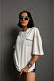 Unisex Crew Neck Printed Oversize Thirt White - 2