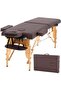 Portable Massage Table 84in Height Adjustable 2-Fold PU Leather Spa Bed w/ Face Cradle, Brow