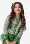 Girl's Quilted and Gold Striped Detail Chanel Green Skirt Suit - 5