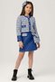 Girl's Quilted and Gold Striped Detail Chanel Blue Skirted Suit - 2