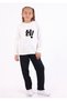 Unisex Children's Sweatshirt Crew Neck 3-Thread Fleece-Lined Hi̇ B Printed Fleece Inside 5-14 Years Old Ecru