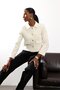 Ecru Gold Button Tweed Jacket 02014