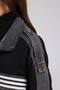 Women's Denim Paneled Striped Detail Design Jacket - 7