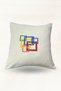 Linen Throw Pillow with Colorful Cross-Stitch Detail |   42X42 Decorative Pillow