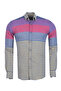 Men's Color Block Striped Woven Shirt – Purple Pink Gray