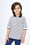 Boys' Striped Polo Neck Buttoned Short Sleeve T-Shirt