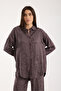 Women's Printed and Textured Shirt - Loose Long Shirt - 3