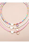 Set of 3 - Butterfly and Heart Pendant Beaded Necklace - 4