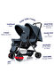 Double Baby Stroller with Hooks - Grey - 3