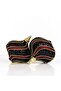 Gold Striped Spiral Sequined Black-Burgundy Drop Pine Tree Ornament 10 cm - 3