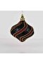 Gold Striped Spiral Sequined Black-Burgundy Drop Pine Tree Ornament 10 cm - 2