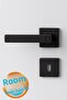 Room Door Handle Set Square Rosette Silent Mechanism Compatible Stylish Interior Handle Set Matte Black Modern