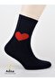 Set of 3 Women's Heart Socks |   Washed Perfumed, Winter Thermal, Black-Grey-Navy Blue Patterned Socks - 4