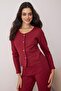 Bordo Pamuklu Hırka Fırçalı Yumuşak Tuşe Fitilli Örme Pijama Takımı THMAW26PT00216 - 2