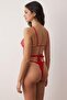 Kırmızı Fileli Kurdele/ Fiyonklu Kapsız Külotlu Fantezi Body THMAW26BD00006 - 5