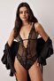 Siyah Tül Fitted Puantiyeli Body THMAW26BD00021