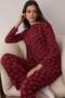 Bordo %100 Pamuklu Ayıcıklı Örme Pijama Takımı THMAW25PT00131 - 2