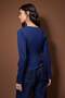 Navy Blue Soft Touch V-Neck Zippered Regular/Regular Cut Knitted Blouse Twoaw26Bz00180 - 4