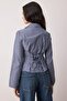 Lacivert-Beyaz Korse Detaylı Bele Oturan Gömlek TWOAW26GO00055 - 4