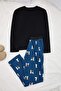 Siyah Regular Animal Homewear Pijama Takımı TMNAW26PT00063