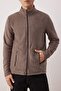 Dark Beige Regular/Normal Cut Zippered Fleece Sweatshirt Tmnaw26Sw00063 - 3