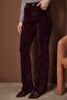 Bordo Süet Görünümlü Yüksek Bel Comfort/Esnek Flare Jeans TWOAW26JE00287 - 3