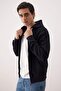 Lacivert Regular/Normal Kesim Fermuarlı Kapüşonlu Dokulu Sweatshirt TMNAW26SW00067 - 2
