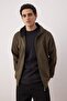 Haki  Regular/Normal Kesim Fermuarlı Kapüşonlu Dokulu Sweatshirt TMNAW26SW00067