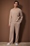 Kahverengi Regular Fit Cepli Etiket Detaylı Yumuşak Tuşeli Kalın Örme Pijama Takımı TMNAW26PT00000 - 2