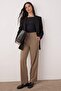 Bej Wide Leg Geniş Paça Pileli Dokuma Pantolon TWOAW25PL00105
