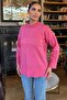 Pink Ribbed Detailed Soft Textured Casual Crew Neck Sweater - 6