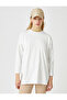 Basic Sweatshirt with Raised Crew Neck - 3