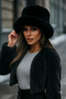 Black Thick Plush Heart Hat - Beanie Warm Stylish Outdoor Cold Protection Spk1143 - 2