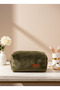 Khaki Soft Plush Makeup Bag – Large Size XL Travel and Cosmetic Organizer, Quality Lining