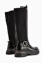 Faria Black Diver, Stretch Fabric Detailed Buckle Thick Soled Women's Boots - 7