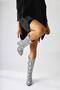 Leather White Snake Print Asymmetrical Cut Heeled Short Women's Boots - 7